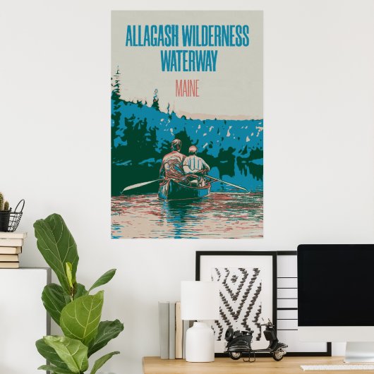 Poster Allagash Wilderness Waterway Canoeing, Maine USA (Bureau à domicile)
