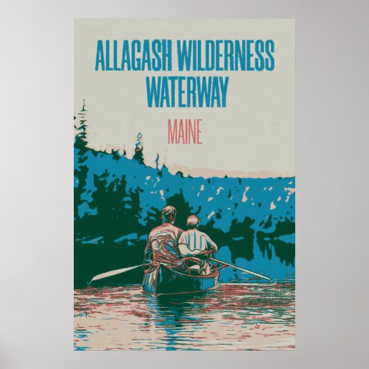 Poster Allagash Wilderness Waterway Canoeing, Maine USA (Devant)