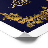 Poster Allahu Akbar en arabe bleu et or (Coin)