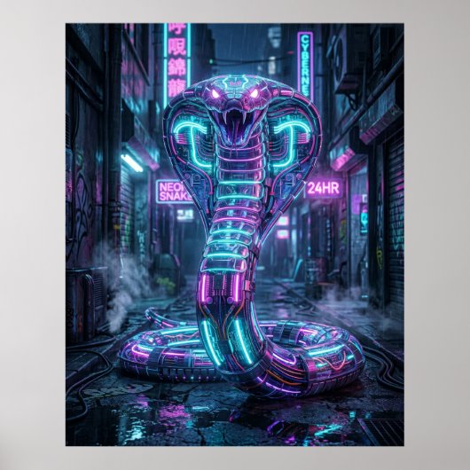 Poster Allée cybernétique du cobra néon (Devant)