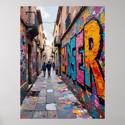 Poster Allée de graffitis urbains (Devant)