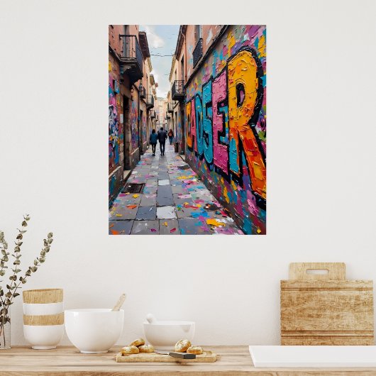 Poster Allée de graffitis urbains (Cuisine)