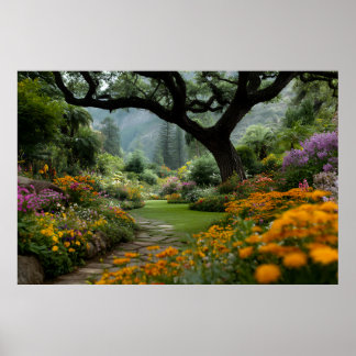 Poster Allée de jardin sous la majestueuse voûte de fleur