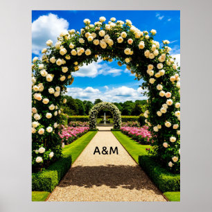Poster Allée de jardin sous une arche de mariage menant à