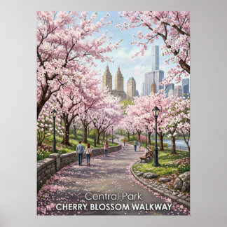Poster Allée des Cerisiers en Fleurs de Central Park