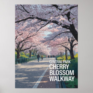 Poster Allée des Cerisiers en Fleurs de Central Park