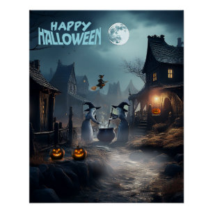 Poster Allée effrayante des sorcières d'Halloween