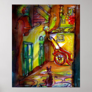 Poster Allée médiévale par nuit à Florence