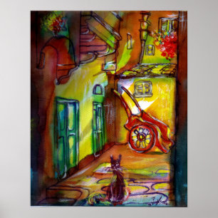Poster Allée médiévale par nuit à Florence