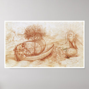 Poster Allégation avec un loup et un aigle, Da Vinci