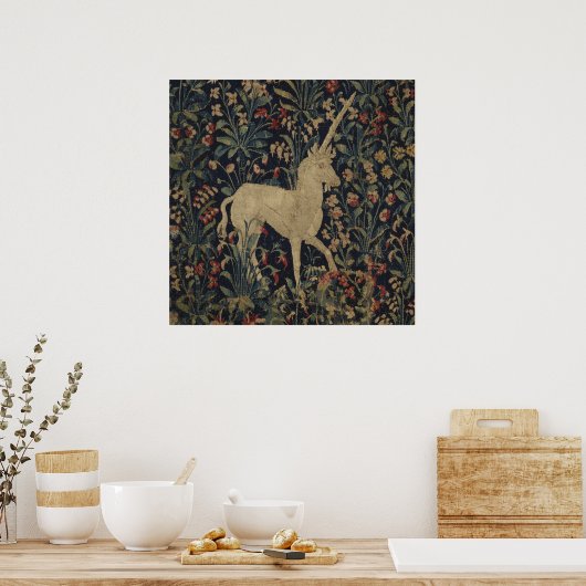 Poster Allegorical "Millefleurs" Tapestry with Animals (Cuisine)