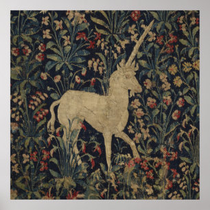 Poster Allegorical "Millefleurs" Tapestry with Animals