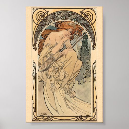 Poster Allégorie de la musique par Alphonse Mucha T-Shirt (Devant)