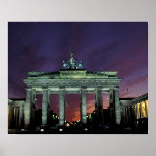 Poster Allemagne, Berlin. Porte de Brandebourg la nuit.