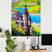 Poster Allemagne, château médiéval à Francfort, rivière p (Bureau à domicile)