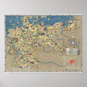 Poster Allemagne, La Belle Carte Voyage Pays Vintage