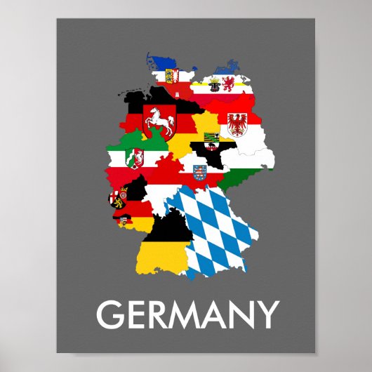 Poster allemagne pays régions drapeau carte province symb (Devant)
