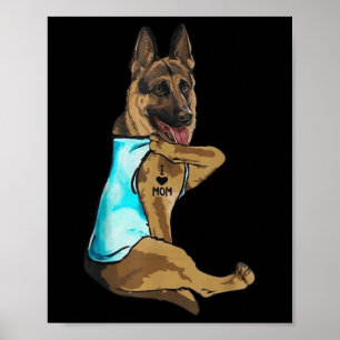 Poster Allemand Berger Chien Tattoo I Love Maman Fête des