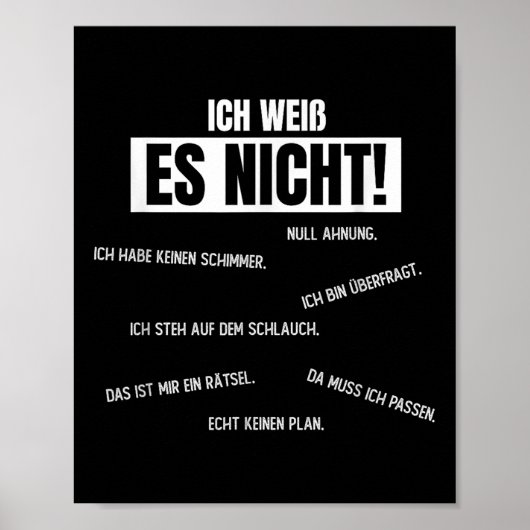 Poster Allemand _ _ Ich Weiß Es Nicht (Devant)