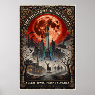 Poster Allentown, PA ensorcelé, voyage horrifique vintage