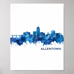 Poster Allentown Pennsylvania Skyline Blue