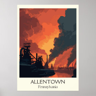 Poster Allentown Pennsylvania Vintage Industrial City Art
