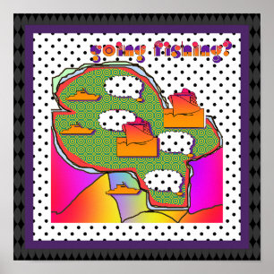 Poster Aller à la pêche pois à pois