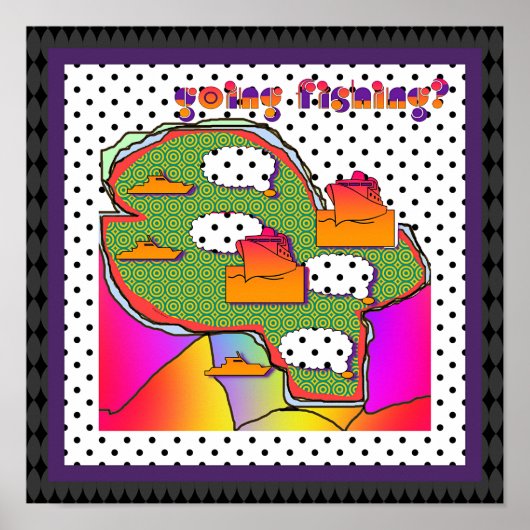 Poster Aller à la pêche pois à pois (Devant)