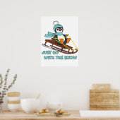 Poster Aller Avec La Neige Dormir Mignonne Pingouin Hiver (Cuisine)