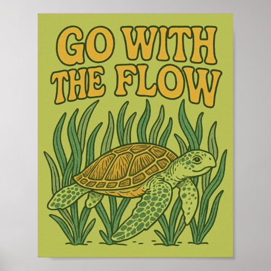 Poster Aller avec la tortue de mer (Devant)