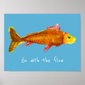 Poster Aller avec le flux mignon poisson rouge (Devant)
