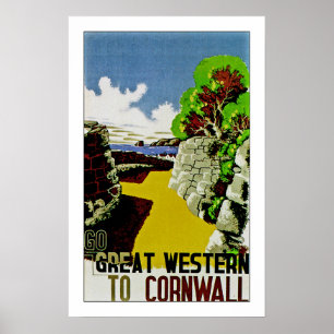 Poster Aller Great Western à Cornwall