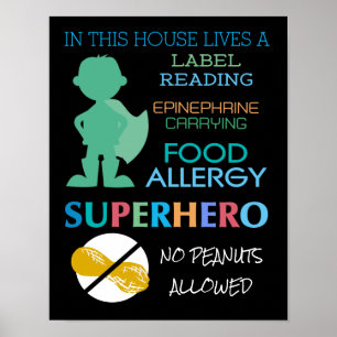 Poster Allergie alimentaire Superhero Pas d'arachides aut