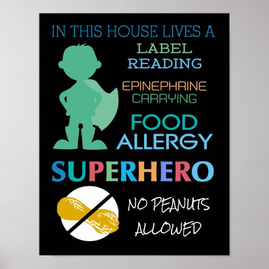 Poster Allergie alimentaire Superhero Pas d'arachides aut (Devant)