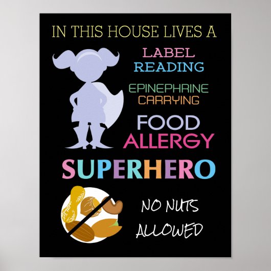 Poster Allergie alimentaire Superhero Pas de noix autoris (Devant)