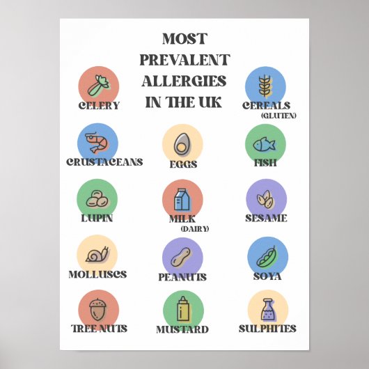 Poster Allergies Les Plus Prévalentes Au Royaume-Uni (Devant)