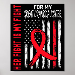 Poster Allez Rouge Son Combat Grande Petite-Fille Maladie