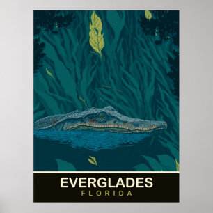 Poster Alligator aux Everglades, Floride, Voyage