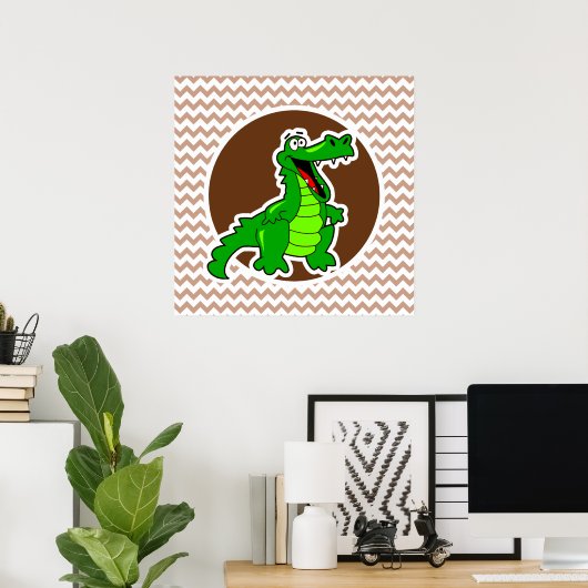 Poster Alligator ; Brown Chevron (Bureau à domicile)