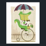 Poster Alligator en vélo à Paris<br><div class="desc">Illustration amusante d'un alligator à vélo à Paris.</div>