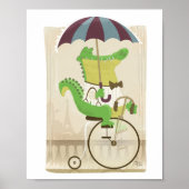 Poster Alligator en vélo à Paris (Devant)