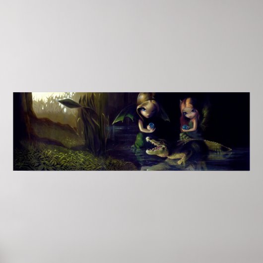 Poster Alligator Magic ART IMPRIMER fée imaginaire surréa (Devant)