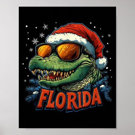 Poster Alligator Santa Funny Florida Holiday Christmas Xm (Devant)