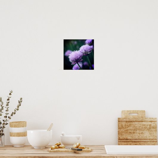 Poster Allium à échalon violet fleuri (Cuisine)