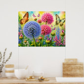 Poster Allium et Papillons (Cuisine)