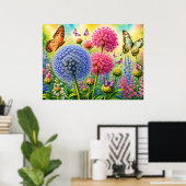 Poster Allium et Papillons (Bureau à domicile)