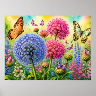 Poster Allium et Papillons