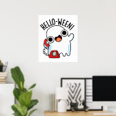 Poster Allo-ween Funny Ghost Pun (Bureau à domicile)