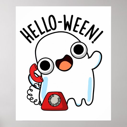 Poster Allo-ween Funny Ghost Pun (Devant)