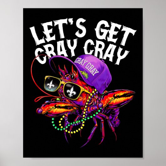 Poster Allons chercher Cray Dabbing Crawfish Mardi Gras H (Devant)